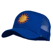 Sun Outline Embroidered Mesh Cap