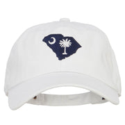 South Carolina State Flag Map Embroidered Unstructured Washed Cap