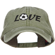 Love with Soccer Ball Embroidered Washed Cotton Cap