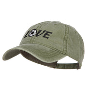 Love with Soccer Ball Embroidered Washed Cotton Cap