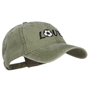 Love with Soccer Ball Embroidered Washed Cotton Cap