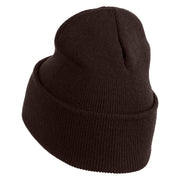 Red Berries Embroidered 12 inch Cuffed Knit Long Beanie - Brown OSFM