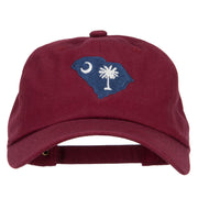 South Carolina State Flag Map Embroidered Unstructured Washed Cap