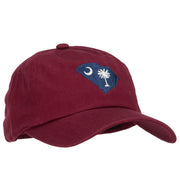 South Carolina State Flag Map Embroidered Unstructured Washed Cap