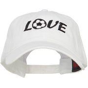 Love with Soccer Ball Embroidered Washed Cotton Cap