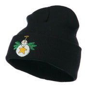 Snowman Christmas Ornament Embroidered Beanie