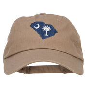 South Carolina State Flag Map Embroidered Unstructured Washed Cap