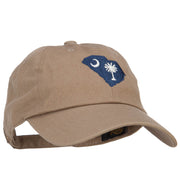 South Carolina State Flag Map Embroidered Unstructured Washed Cap