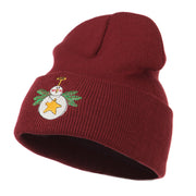 Snowman Christmas Ornament Embroidered Beanie