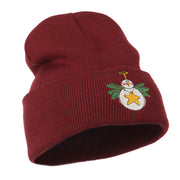 Snowman Christmas Ornament Embroidered Beanie