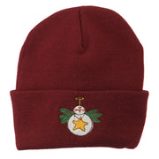 Snowman Christmas Ornament Embroidered Beanie