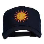 Sun Outline Embroidered Mesh Cap