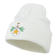 Snowman Christmas Ornament Embroidered Beanie