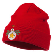 Snowman Christmas Ornament Embroidered Beanie