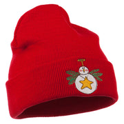 Snowman Christmas Ornament Embroidered Beanie