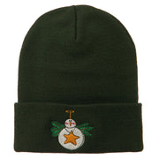 Snowman Christmas Ornament Embroidered Beanie