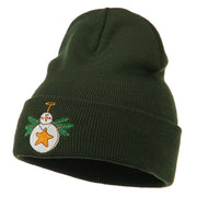 Snowman Christmas Ornament Embroidered Beanie