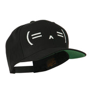 Sleeping Text Emoticon Embroidered Snapback Cap