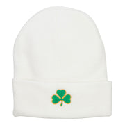 St Patrick's Three Clover Embroidered Long Beanie