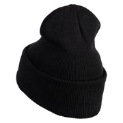 Cluster Mushroom Embroidered Stretch ECO Cotton Long Beanie - Black XL