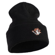 Cluster Mushroom Embroidered Stretch ECO Cotton Long Beanie - Black XL