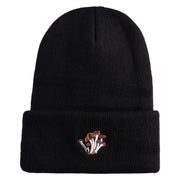 Cluster Mushroom Embroidered Stretch ECO Cotton Long Beanie - Black XL