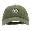 Soccer Ball Embroidered Washed Solid Pigment Dyed Cotton Twill Brass Buckle Cap