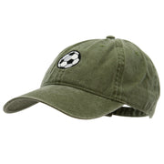 Soccer Ball Embroidered Washed Solid Pigment Dyed Cotton Twill Brass Buckle Cap