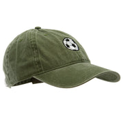 Soccer Ball Embroidered Washed Solid Pigment Dyed Cotton Twill Brass Buckle Cap