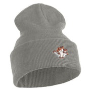 Cluster Mushroom Embroidered Stretch ECO Cotton Long Beanie - Grey XL