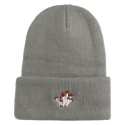 Cluster Mushroom Embroidered Stretch ECO Cotton Long Beanie - Grey XL