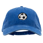 Soccer Ball Embroidered Washed Solid Pigment Dyed Cotton Twill Brass Buckle Cap