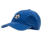 Soccer Ball Embroidered Washed Solid Pigment Dyed Cotton Twill Brass Buckle Cap