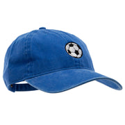 Soccer Ball Embroidered Washed Solid Pigment Dyed Cotton Twill Brass Buckle Cap