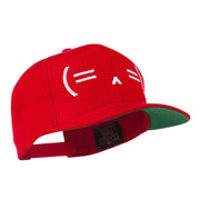 Sleeping Text Emoticon Embroidered Snapback Cap