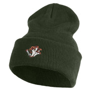 Cluster Mushroom Embroidered Stretch ECO Cotton Long Beanie - Olive XL