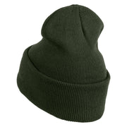 Cluster Mushroom Embroidered Stretch ECO Cotton Long Beanie - Olive XL