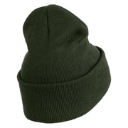 Cluster Mushroom Embroidered Stretch ECO Cotton Long Beanie - Olive XL