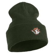 Cluster Mushroom Embroidered Stretch ECO Cotton Long Beanie - Olive XL