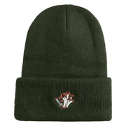 Cluster Mushroom Embroidered Stretch ECO Cotton Long Beanie - Olive XL
