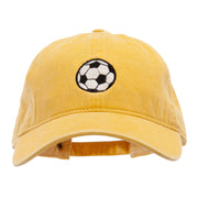 Soccer Ball Embroidered Washed Solid Pigment Dyed Cotton Twill Brass Buckle Cap