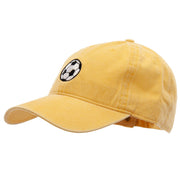 Soccer Ball Embroidered Washed Solid Pigment Dyed Cotton Twill Brass Buckle Cap