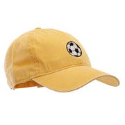 Soccer Ball Embroidered Washed Solid Pigment Dyed Cotton Twill Brass Buckle Cap