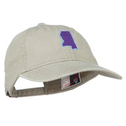 Mississippi State Map Embroidered Washed Cotton Cap