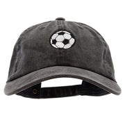 Soccer Ball Embroidered Washed Solid Pigment Dyed Cotton Twill Brass Buckle Cap