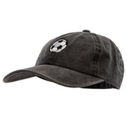 Soccer Ball Embroidered Washed Solid Pigment Dyed Cotton Twill Brass Buckle Cap