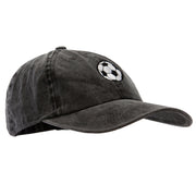 Soccer Ball Embroidered Washed Solid Pigment Dyed Cotton Twill Brass Buckle Cap