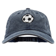 Soccer Ball Embroidered Washed Solid Pigment Dyed Cotton Twill Brass Buckle Cap