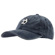 Soccer Ball Embroidered Washed Solid Pigment Dyed Cotton Twill Brass Buckle Cap