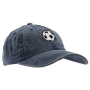 Soccer Ball Embroidered Washed Solid Pigment Dyed Cotton Twill Brass Buckle Cap